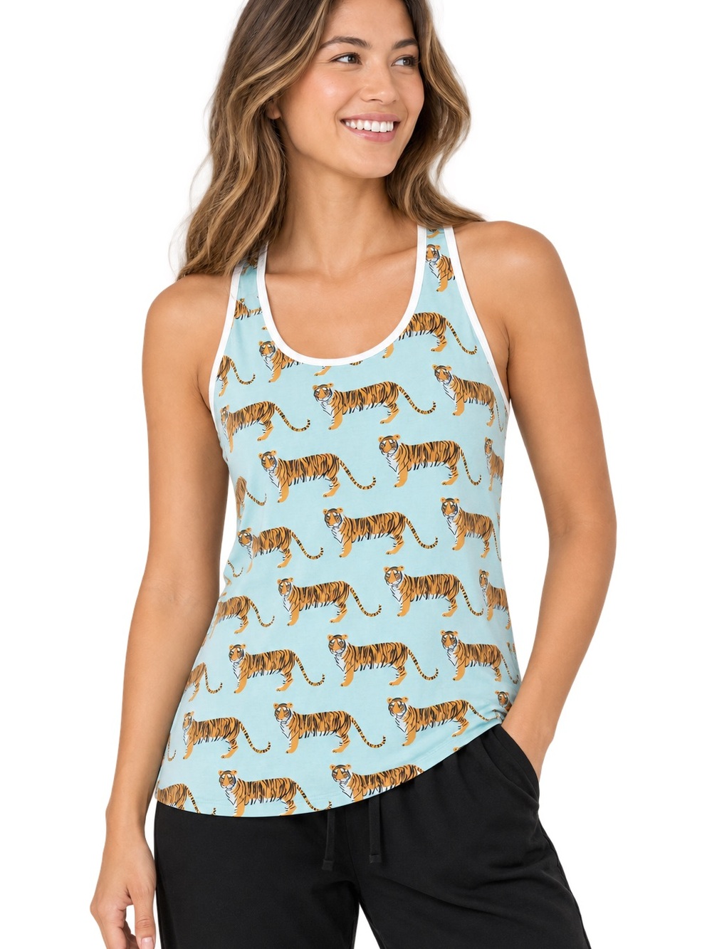 KicKee Pants Pond Tiger Bamboo Racerback Tank Top – Women’s Large